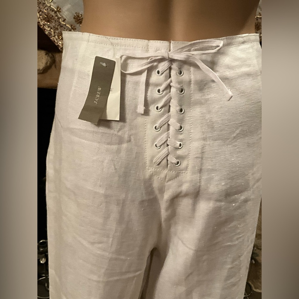J Crew button front high waist sailor white pants 6 - Picture 5 of 11